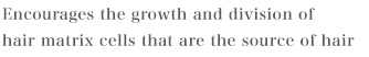 Encourages the growth and division of hair matrix cells that are the source of hair